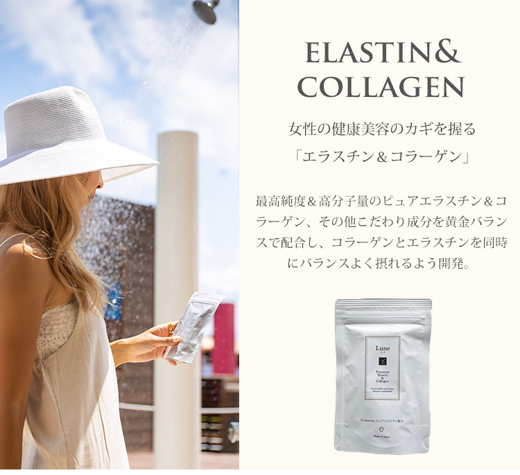 プレゼント付 正規販売店 Lune Premium Elastin＆Collagen 120粒 約1