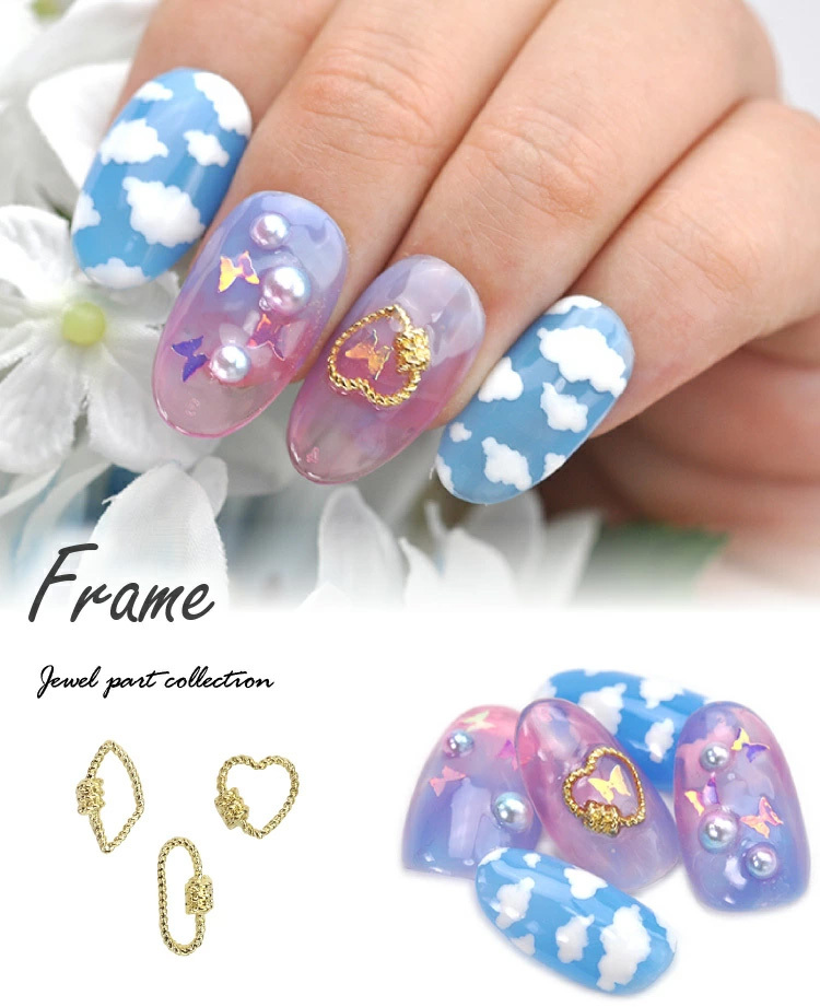 ネイルパーツ 5個入 メタルパーツ フレーム 77系 メタル ゴールド