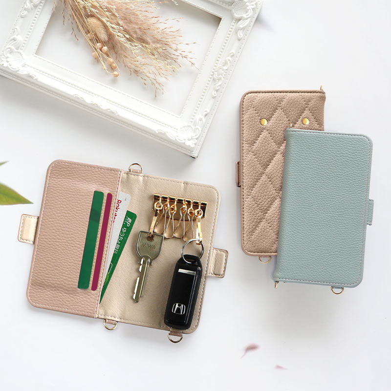 キーケース 手帳型（ くすみレザーorキルティング手帳ケース ）メール