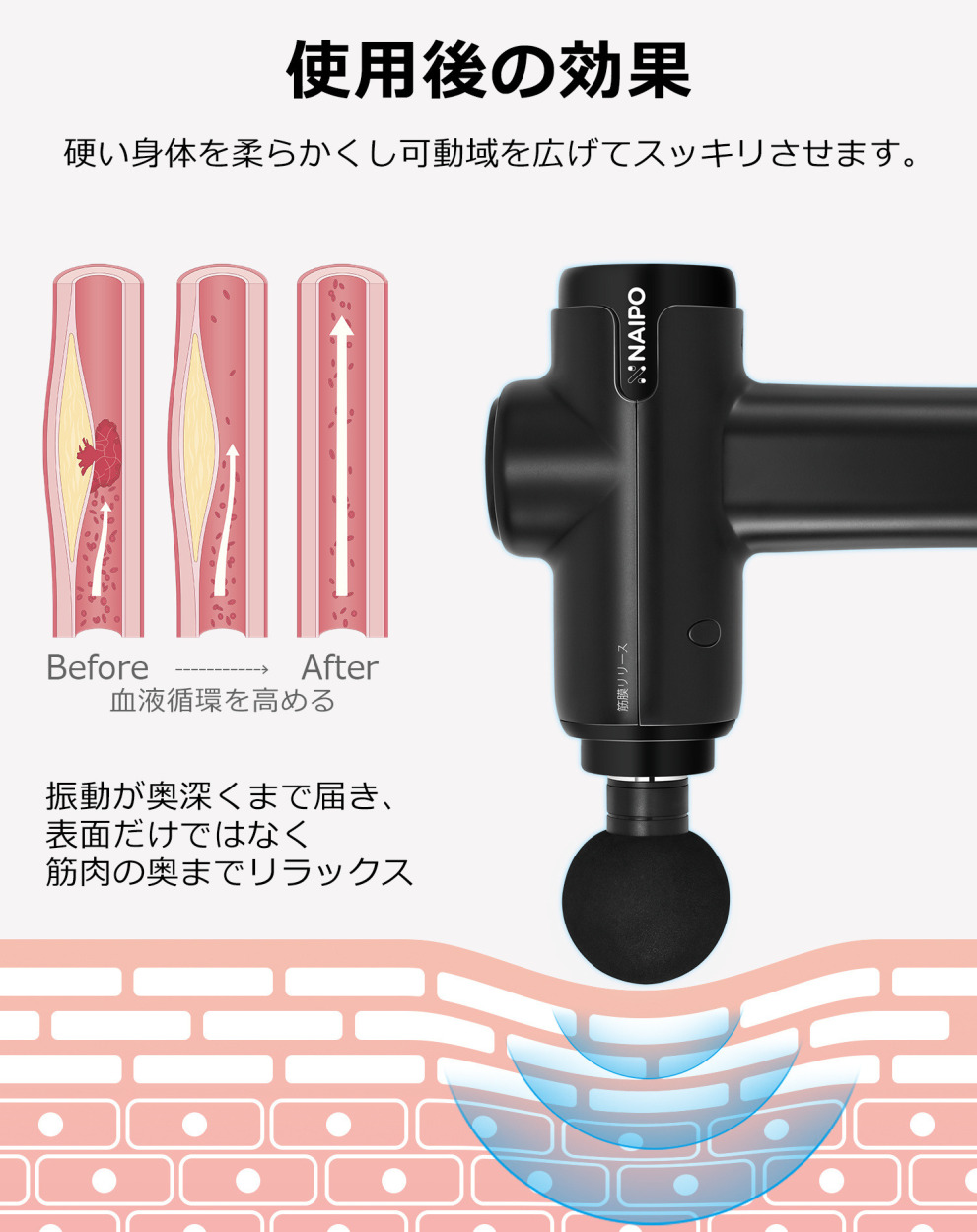 マッサージガン 2900mAh大容量バッテリー 2年品質保証 1200-2800rpmの震動周波数 軽量 全身ケア リラックス 筋膜リリースガン  筋膜リリース グッズ ナイポ :MGPC-005:NAIPO - 通販 - Yahoo!ショッピング