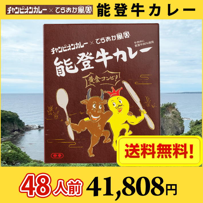 【送料無料】48人前 金沢カレー チャンピオンカレー × てらおか風舎　能登牛カレー レトルトカレー 48食 ケース販売 2ケース/ カレー カレールゥ ルー_1
