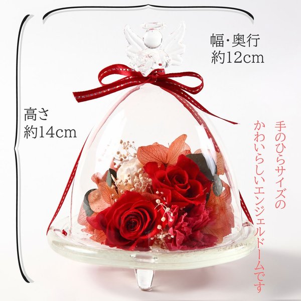 プリザーブドフラワー　アレンジメント　ガラスドーム　ハート 花色がこぼれる ハートのガラスドームアレンジメント｜FELISSIMO