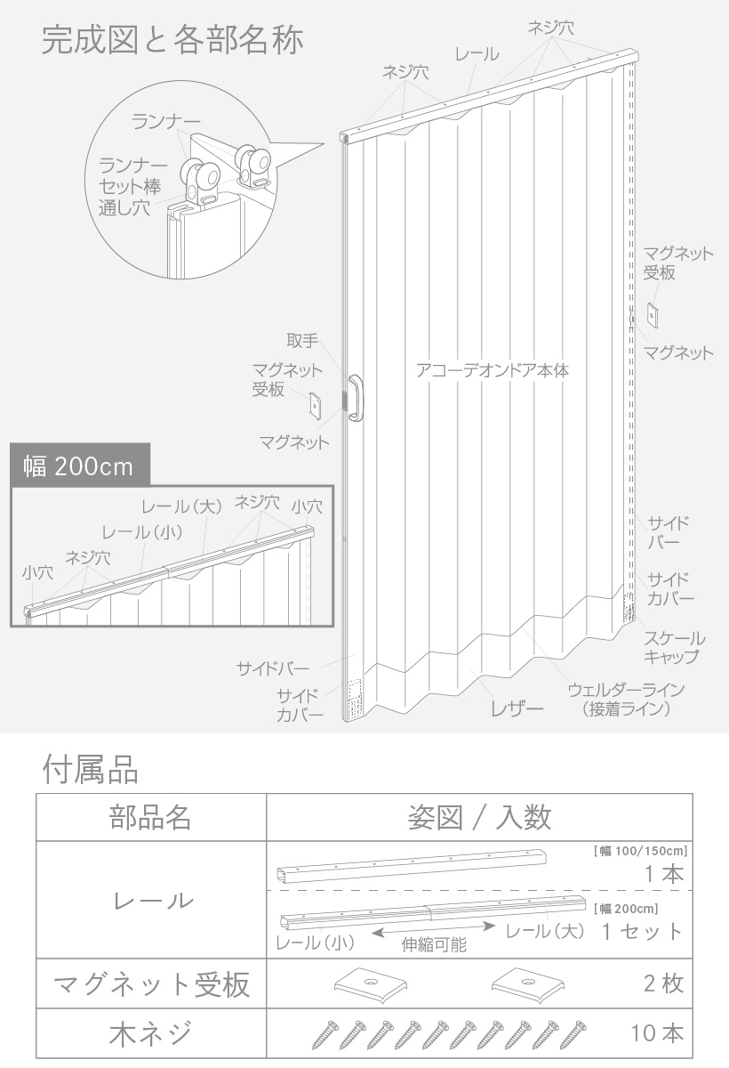 アコーディオンカーテン アコーディオンドア 木目調 規格品 間仕切りレール式 後付け 蛇腹 扉 カットできる おしゃれ パタパタ DIY｜naisououendan-y｜10