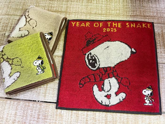メール便OK】 2025年 干支ハンカチ・スヌーピー タオルハンカチ (約