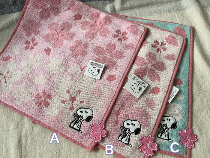 メール便OK】 スヌーピー タオルハンカチ 団子・桜・さくら おしゃれ