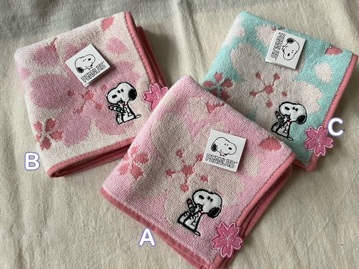 メール便OK】 スヌーピー タオルハンカチ 団子・桜・さくら おしゃれ
