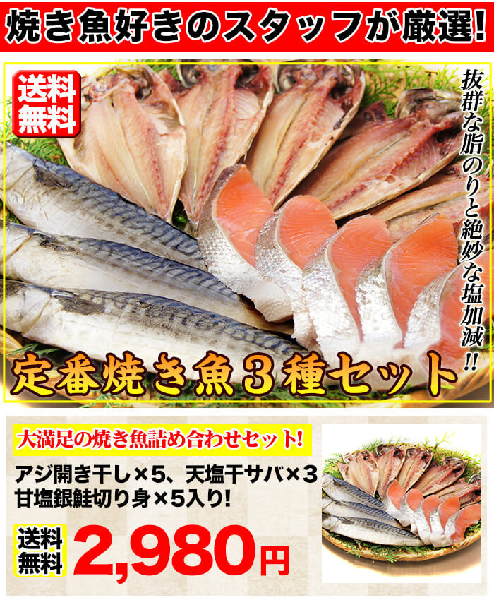 干物 セット 定番 焼き魚 3種セット 送料無料 アジ開き干 天塩干さば 甘塩銀鮭切り身 海鮮 限定 ギフト 新鮮うまいもん市場 通販 Paypayモール