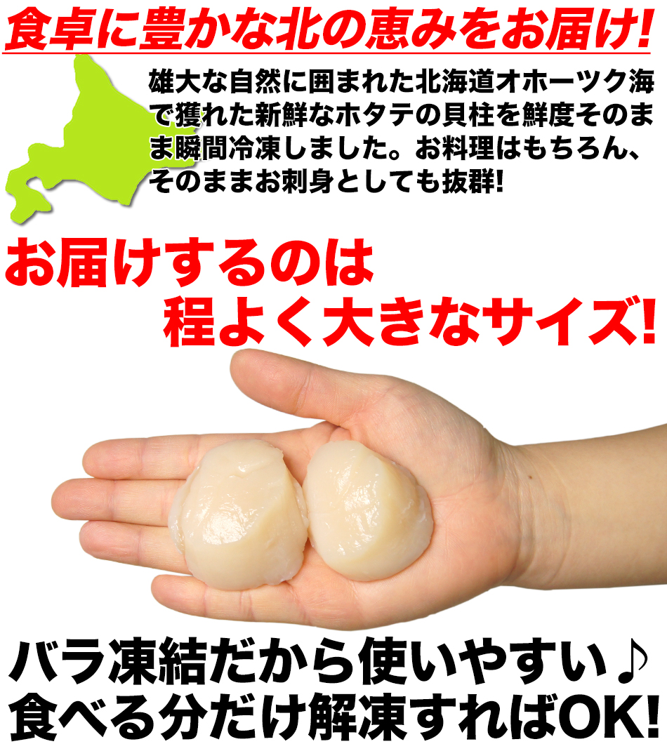 評価 ホタテ ほたて 帆立 貝柱1kg 北海道産 程よく大きなサイズ お刺身ok 訳あり 業務用 食品 q ギフト プレゼント S Hotate 敬老の日 おトク