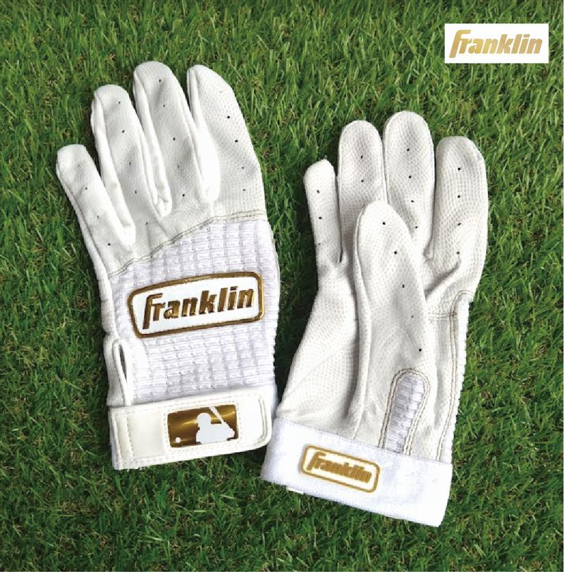野球：フランクリン プロクラシック 限定モデル バッティンググローブ 手袋 両手 ホワイトG Franklin PRO classic 20964  ネコポス発送 刺繍代無料、2文字まで