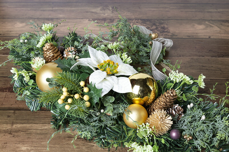 創業70年 老舗クリスマスツリー専門店 日本製のスワッグ・花舟・白花