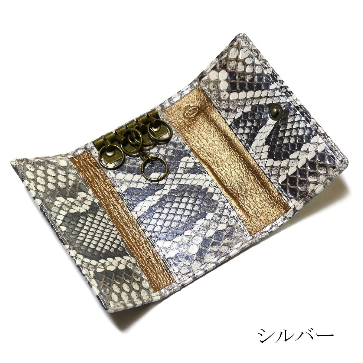 キーケース キーホルダー モラレス パイソン革 ヘビ革 牛革 5連金具