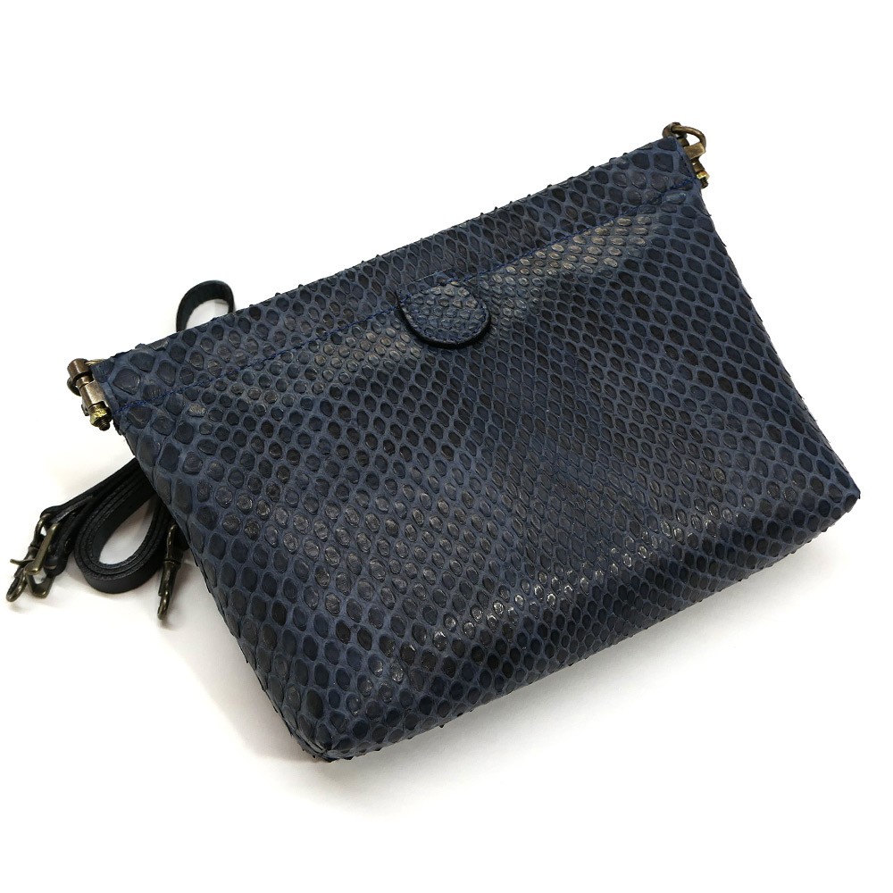 バネ口金240 2WAY レザーポーチ バッグ 小物入れ モラレスパイソン 蛇