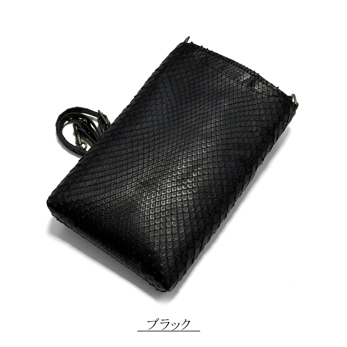 送料無料 パイソン ミニショルダーバッグ 本革 モラレス マット仕上げ 縦型 ポシェット 斜めがけ レディース メンズ 蛇革 ヘビ革 軽量 サコッシュ ギフト 日本製の画像
