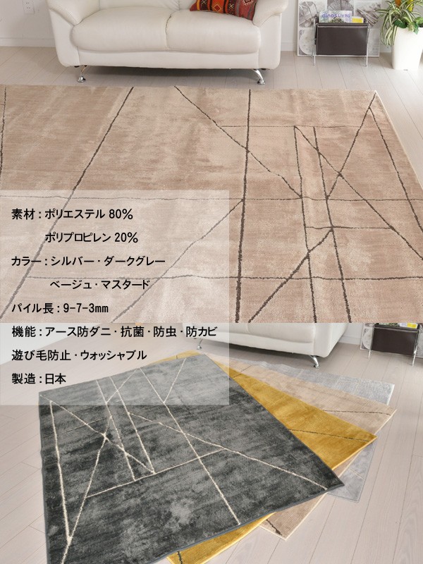 ラグ 洗える カーペット 防ダニ 抗菌 防虫 防カビ モダンデザイン 北欧
