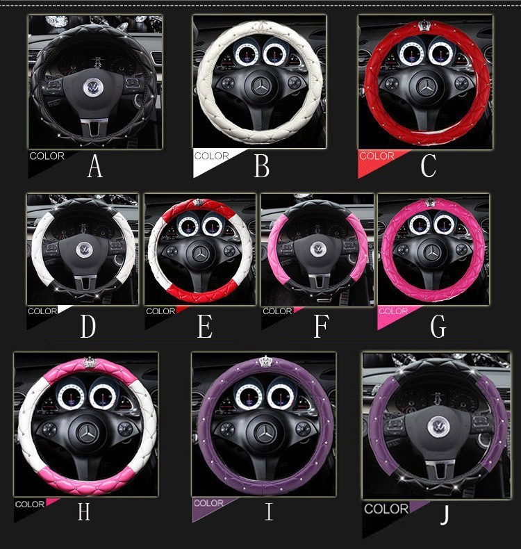 ハンドルカバー ステアリングカバー クリスタルキルト 無地 エナメル レザー キルティング Ｓサイズ 36〜38cm 軽自動車 普通車 兼用 送料無料  /【Buyee】 