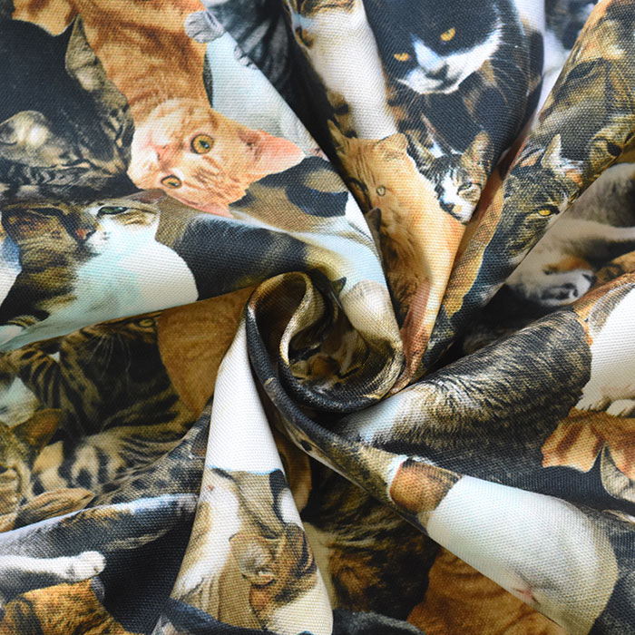 ネコちゃん大集合 オックス インクジェットプリント リアルプリント