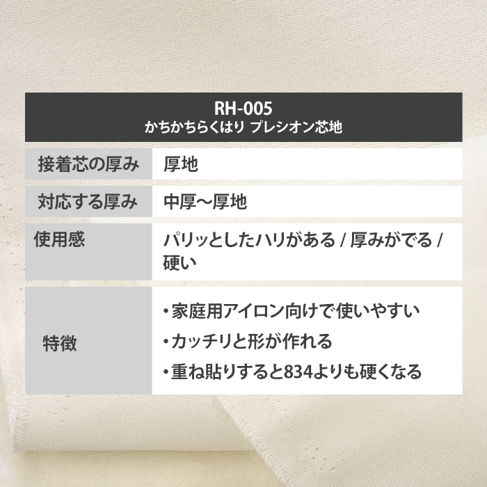 接着芯 RH-005 かちかちらくはり プレシオン芯地 厚地 布タイプ