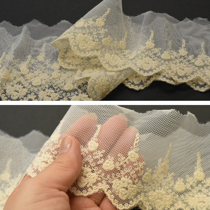 ミサハラダ　中折れ　チュールレース付き MY mama チュール レース 幅広 おしゃれ スカラップ 約90mm幅 約13m