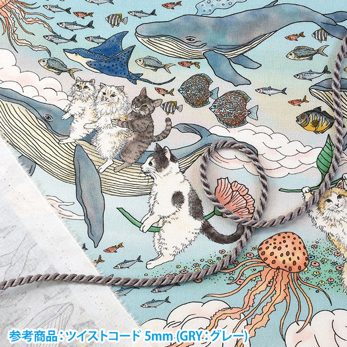 365 CAT ART おとぎの国の猫と仲間たち シーチング ネコ ネコ柄