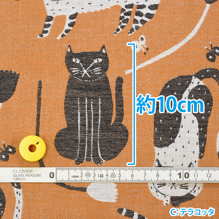 emoemo ねこ コットンジャガード 播州織ジャガード ネコ柄 猫柄 ネコ
