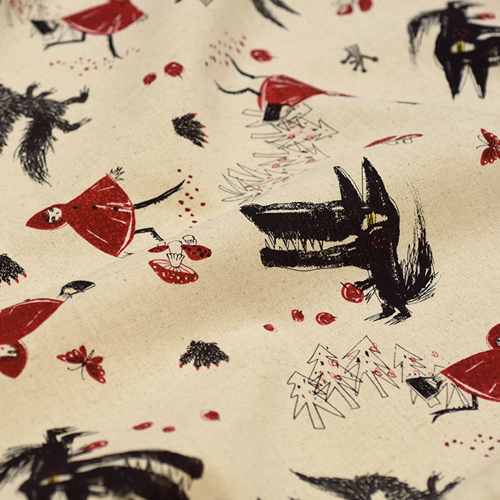 SPELL BY MIA 赤ずきん 綿麻キャンバス 童話 オオカミ 女の子 綿麻