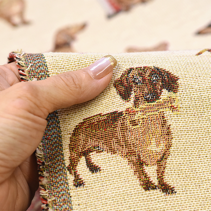 ゴブラン織り 犬と犬小屋 ゴブラン 犬 オランダ 輸入生地 厚手