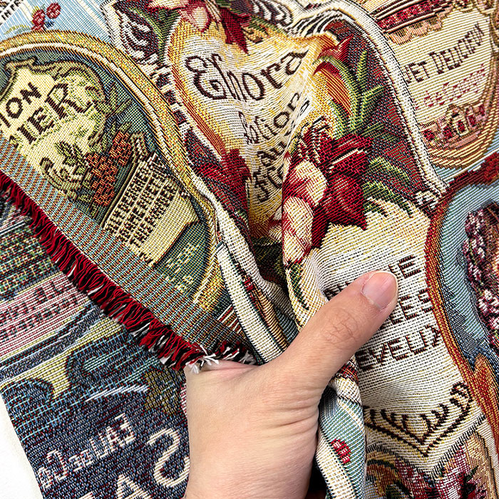 ゴブラン織り 花ラベル ゴブラン 花柄 オランダ 輸入生地 厚手