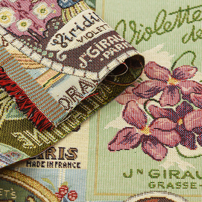 ゴブラン織り 花ラベル ゴブラン 花柄 オランダ 輸入生地 厚手