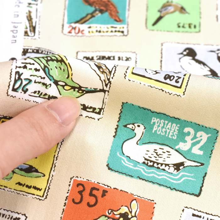 Stamp Pattern ブロード 鳥 鳥柄 切手 切手柄 総柄 プリント生地