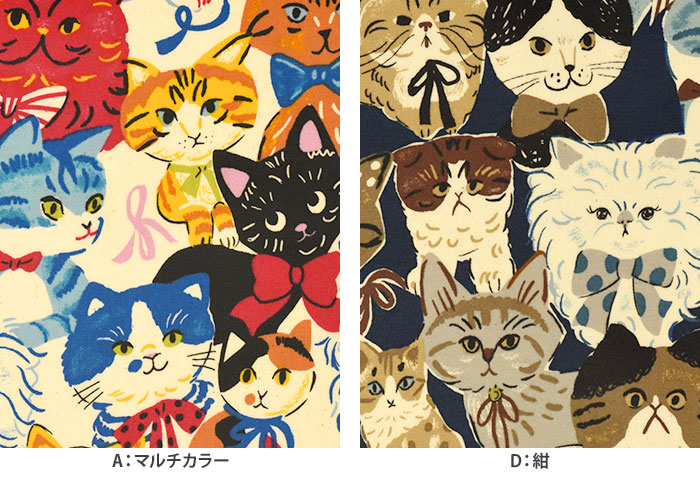 ラミネート Powerful animal リボン×ネコ ビニコ ビニールコーティング