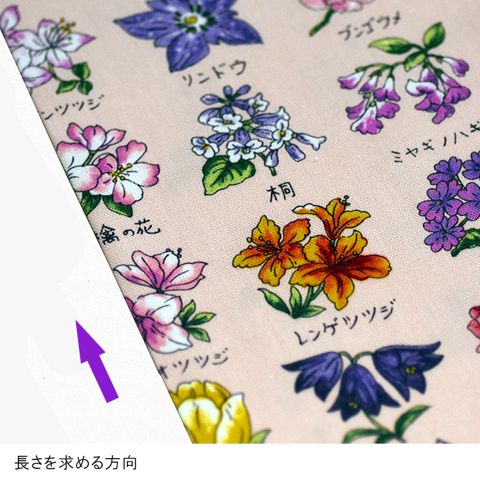 ご当地花柄 オックス 生地 布 KOKKA YPA-51000-1 数量3(30cm)から10cm