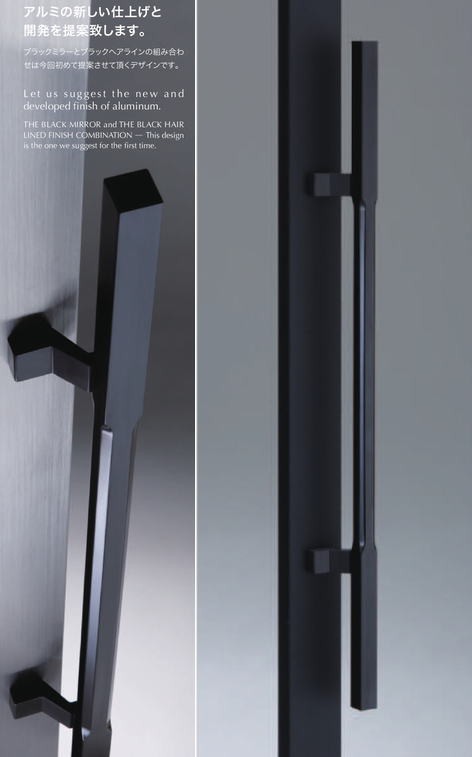 送料無料 アルマイトブラック取手（両面用）フラッシュドア・ガラス