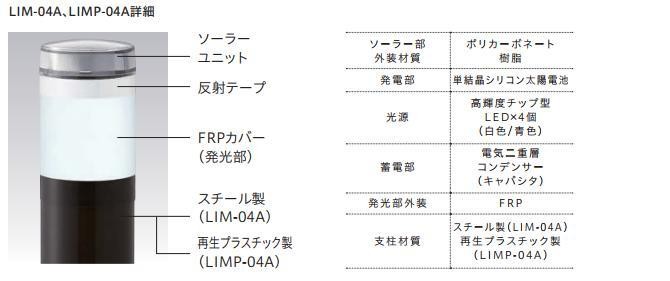 送料無料 ソーラーLED バリカー点灯タイプ LIMP-04PK 支柱直径115mm 帝