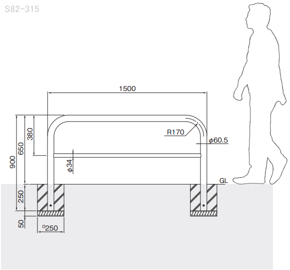 正規品を安く購入 帝金 脱着式カギ付 S82PK3-15 φ60.5×t3.0 W1500 H650