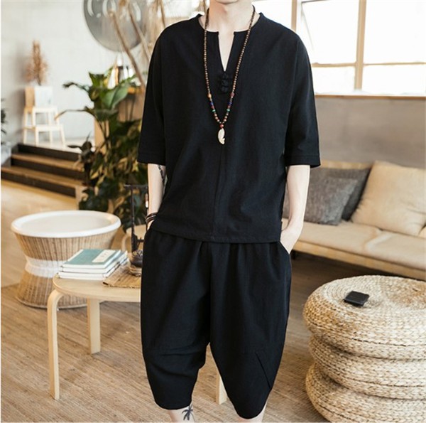 大好評 綿麻 ルームウェア サルエルパンツ 部屋着 綿麻混 セットアップ メンズ 半袖 スウェット 綿麻風 吸汗速乾 夏 リネン 七分丈 送料無料 薄手 涼しい 入荷予定