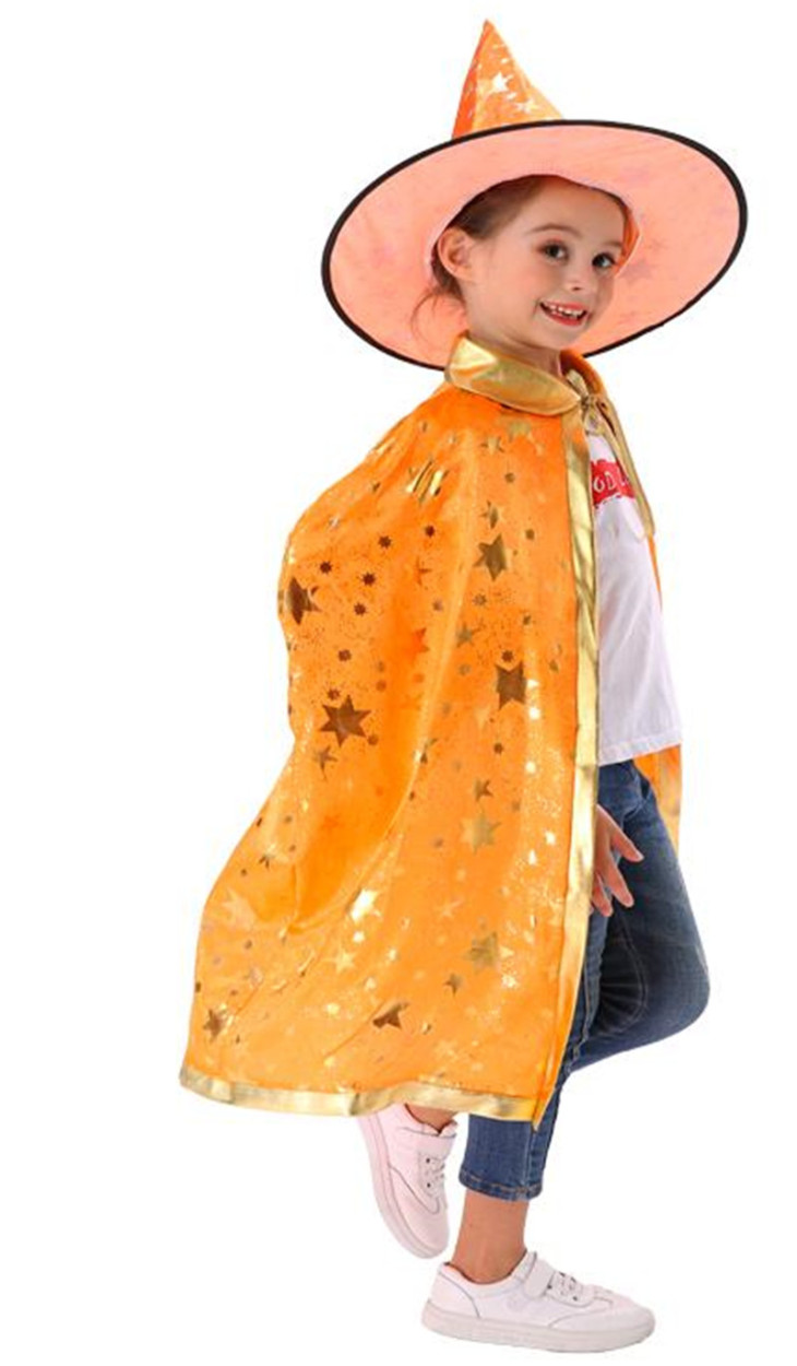 国内発送 ハロウィン マント 子供 仮装 キャップ 2点セット 女の子 男の子 キッズ 魔法使い コスチューム コスプレ 魔女 お化け 衣装 道具 |  | 01
