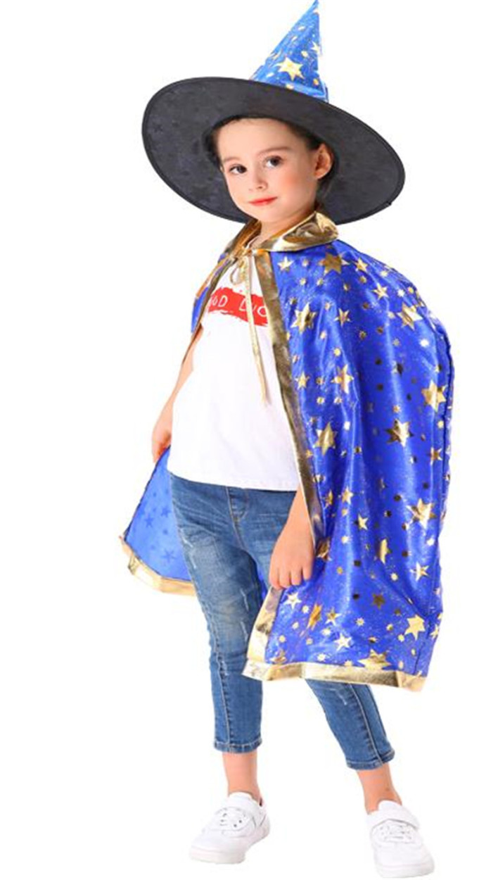 国内発送 ハロウィン マント 子供 仮装 キャップ 2点セット 女の子 男の子 キッズ 魔法使い コスチューム コスプレ 魔女 お化け 衣装 道具 |  | 02