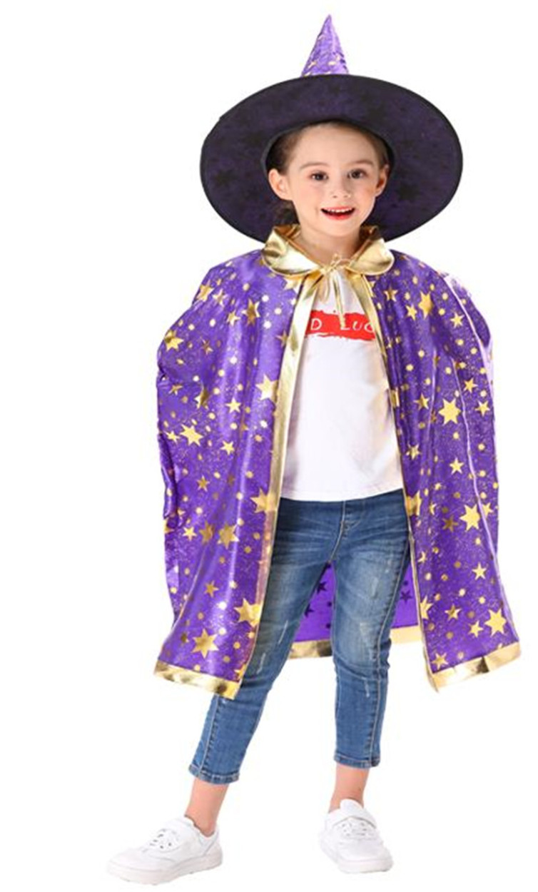 国内発送 ハロウィン マント 子供 仮装 キャップ 2点セット 女の子 男の子 キッズ 魔法使い コスチューム コスプレ 魔女 お化け 衣装 道具 |  | 04