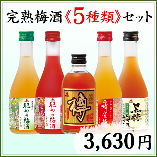 中田食品 紀州の梅酒 飲み比べ ギフト 5本セット(樽 蜂蜜 黒糖 白 赤