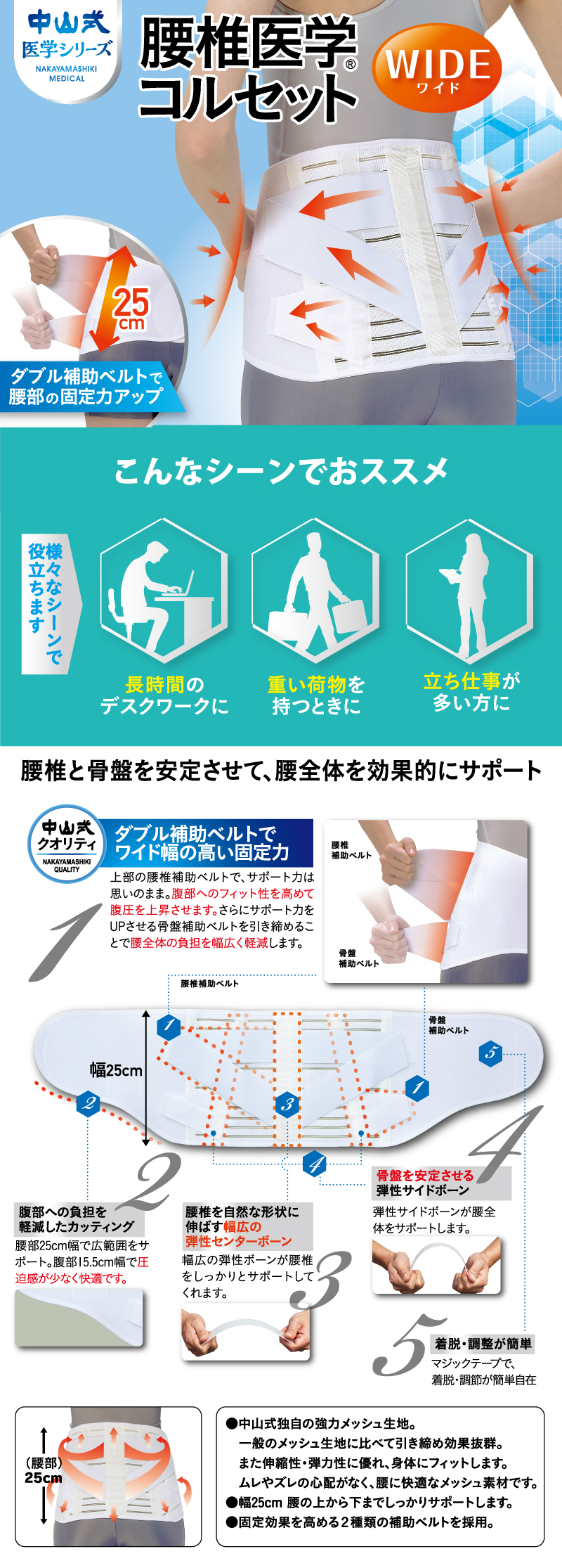中山式腰椎医学コルセット ワイド
