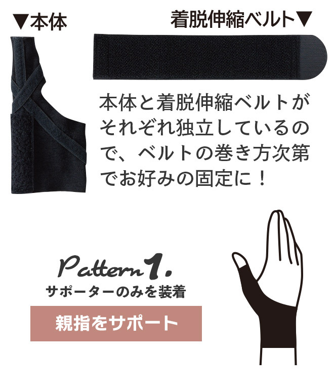 ベルトが独立しているため、お好みの位置に調整できます。