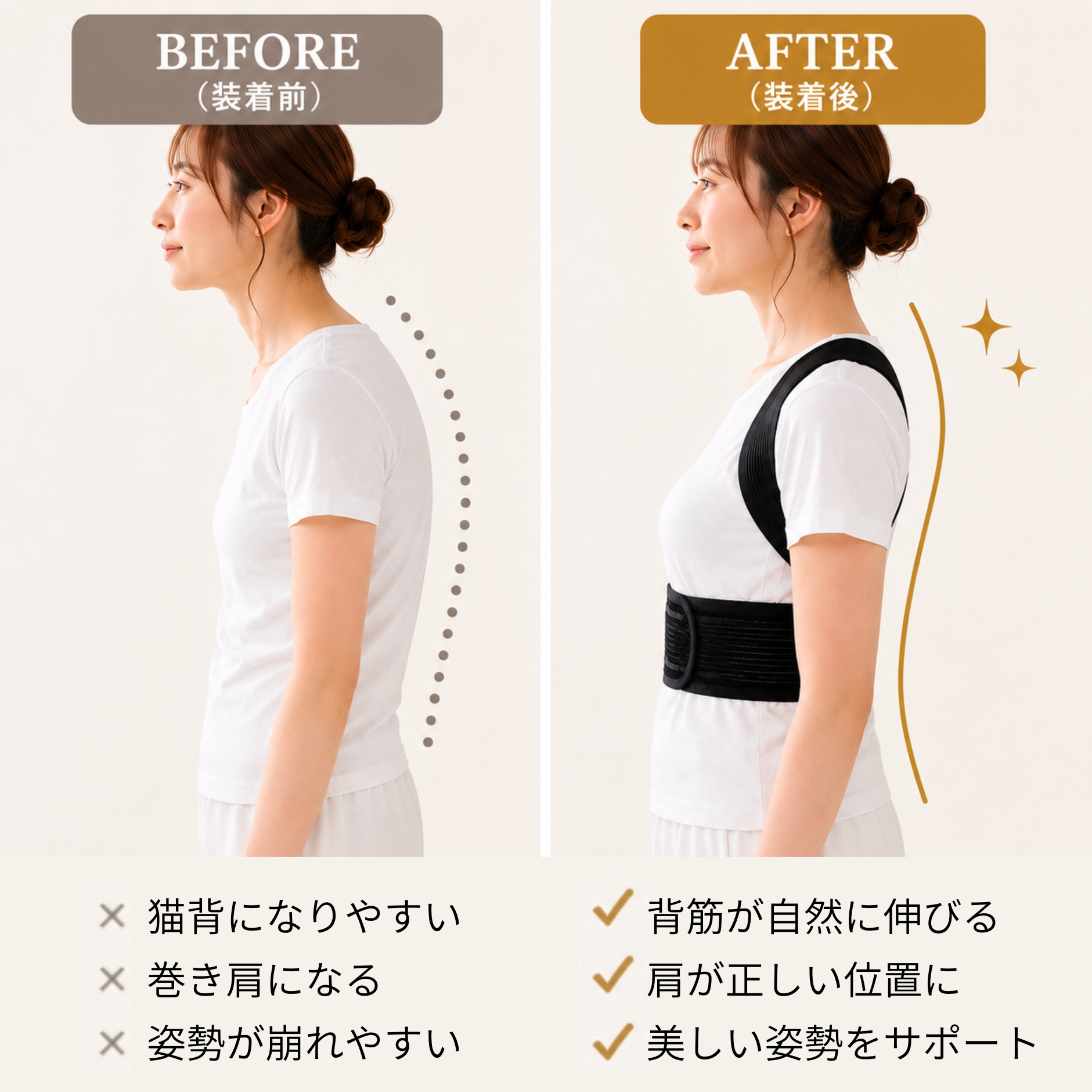 中山式 姿勢サポーター 猫背矯正ベルト 姿勢矯正ベルト 矯正 美姿勢