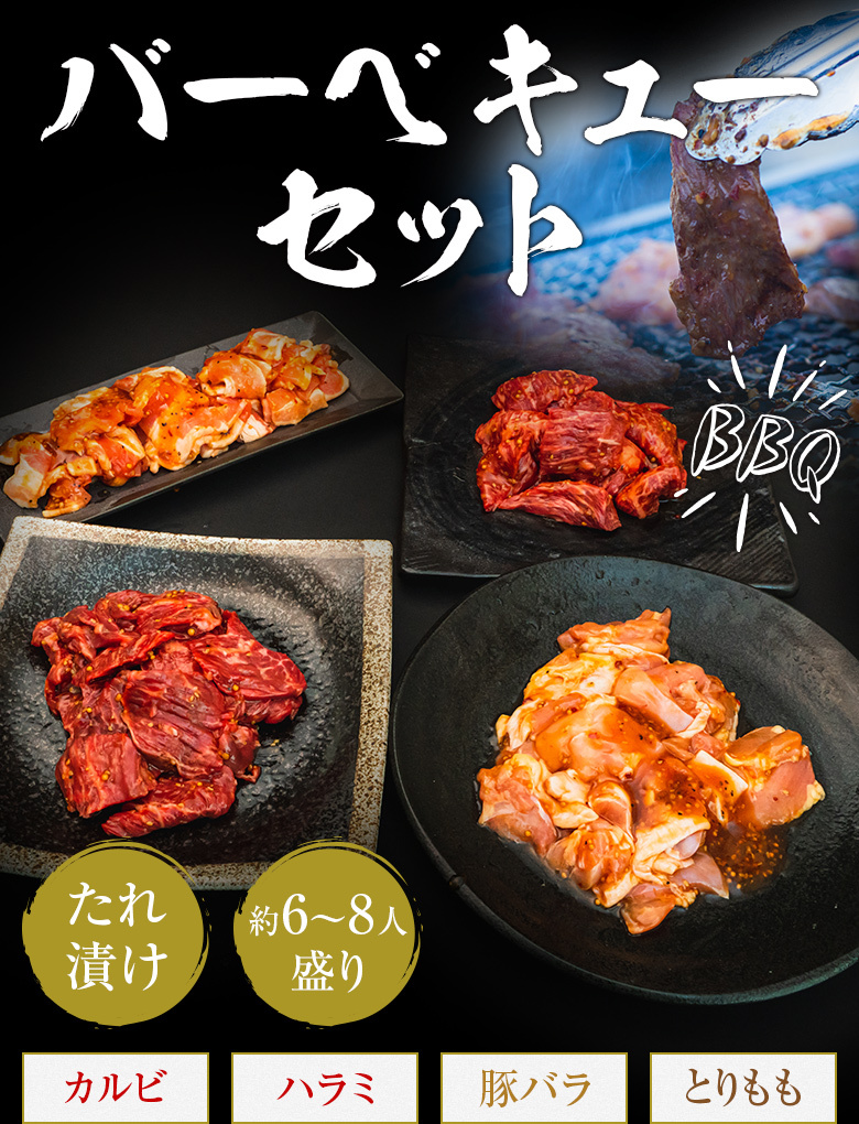 バーベキューセット たれ漬けセット 6-8人盛 BBQ 焼肉セット カルビ