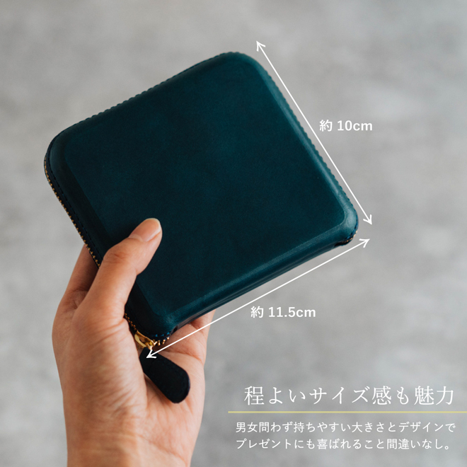 二つ折り財布 ラウンドファスナー 本革 メンズ レディース