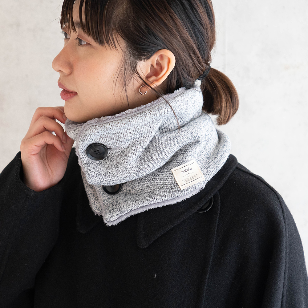 Nakota nakota ナコタ ボタン付きマイクロボアミックスヘザー