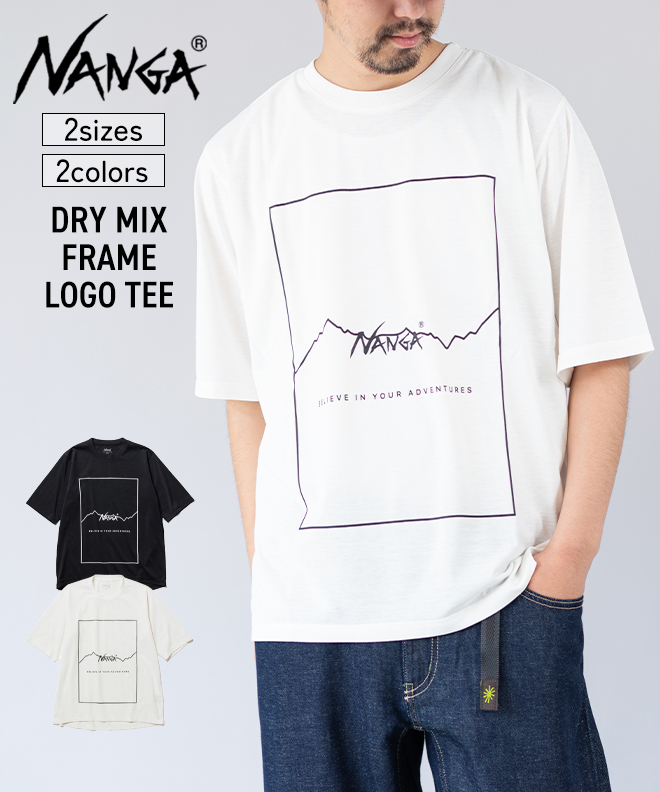 NANGA ナンガ DRY MIX FRAME LOGO TEE ドライミックス Tシャツ
