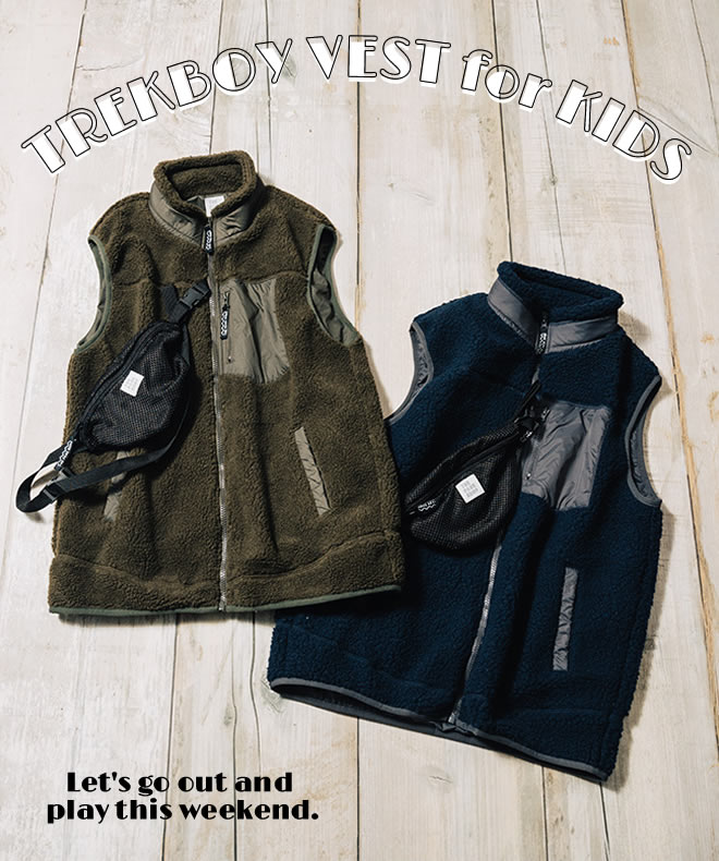 THE PARK SHOP ザパークショップ TREK BOY VEST ボア ベスト アウター メンズ レディース ウェストポーチ付き 防寒 保温 カジュアル アウトドア キャンプ 秋 冬