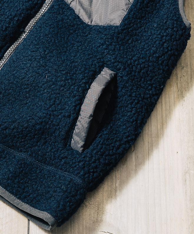 THE PARK SHOP ザパークショップ TREK BOY VEST ボア ベスト アウター メンズ レディース ウェストポーチ付き 防寒 保温 カジュアル アウトドア キャンプ 秋 冬
