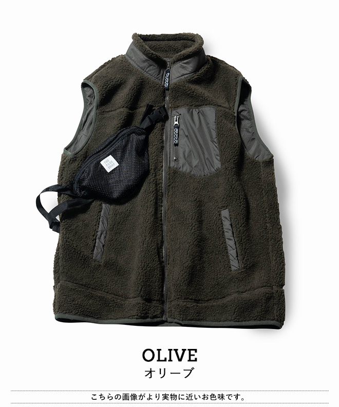 THE PARK SHOP ザパークショップ TREK BOY VEST ボア ベスト アウター メンズ レディース ウェストポーチ付き 防寒 保温 カジュアル アウトドア キャンプ 秋 冬