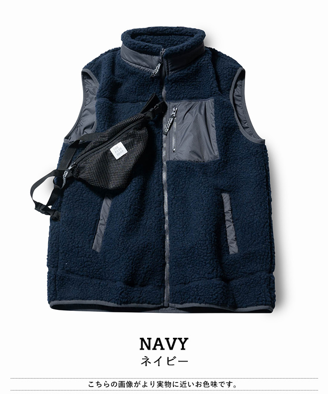 THE PARK SHOP ザパークショップ TREK BOY VEST ボア ベスト アウター メンズ レディース ウェストポーチ付き 防寒 保温 カジュアル アウトドア キャンプ 秋 冬